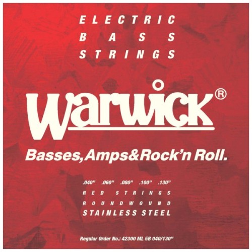 Струни для гітари Warwick Red Stainless Steel Medium Light 5-String (40-130) (42300 ML 5B)