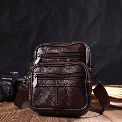 Сумка Vintage Чоловіча на пояс з натуральної шкіри Коричнева (21484)