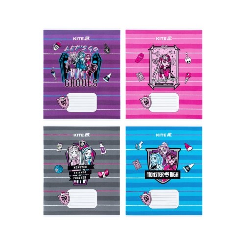 Зошит Kite Monster High, 12 аркушів, коса лінія (MH25-235)