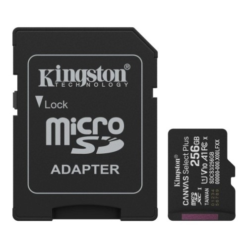 Карта пам'яті Kingston 256GB microSDXC class 10 UHS-I V10 A1 Canvas Select Plus (SDCS3/256GB)