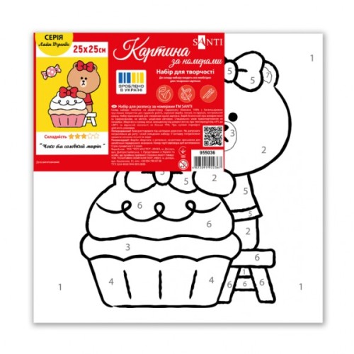 Картина по номерам Santi Лайн Френдс Чоко та солодкий мафін 25х25см (955036)