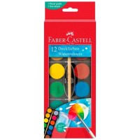 Акварельні фарби Faber-Castell 2 кольорів (d 30 мм) з пензликом (125018) (32298)