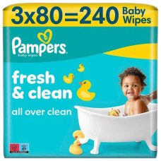 Дитячі вологі серветки Pampers Fresh Clean 3x80 шт (240 шт) (8006530134422)