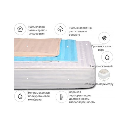 Наматрацник MirSon бавовняний Carmela Waterproof Cotton Aloe Vera 274/2 80x160 см (2200000370655)