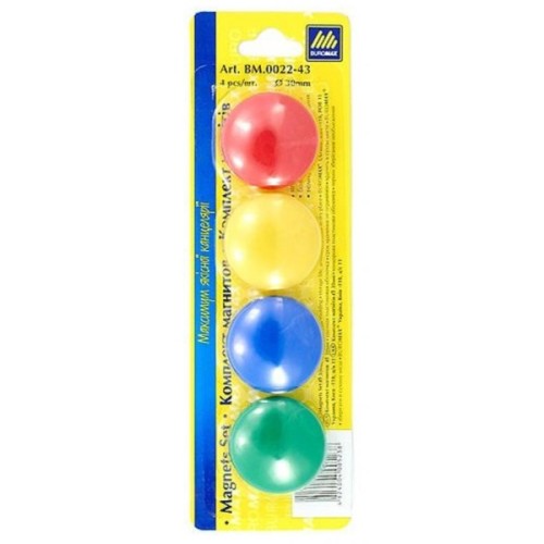 Магніт Buromax 30mm, set 4pcs, blister (BM.0022-43)