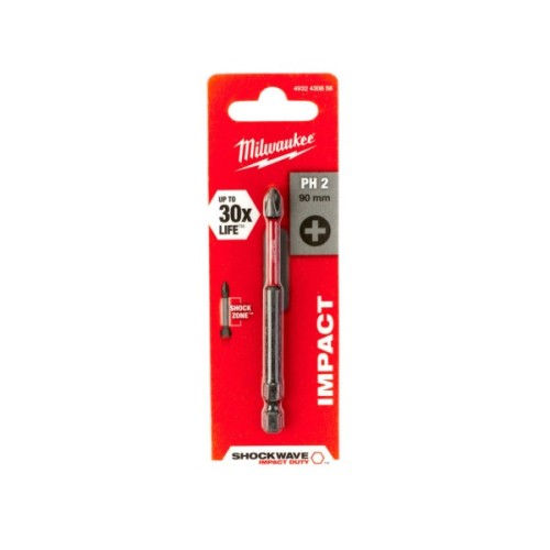 Біта для шуруповерта Milwaukee SHOCKWAVE, PH2, 90мм 1шт (4932430856)