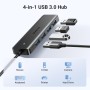 Концентратор Ugreen USB 3.0 to 4хUSB 3.0 0.15m Space Gray CM219 (25851)