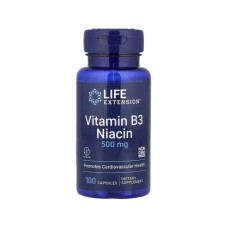 Вітамінно-мінеральний комплекс Life Extension Ніацин, Вітамін B3, 500 мг, Vitamin B3 Niacin, 100 капсул (LEX-37210)