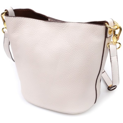 Сумка Vintage Компактна жіноча з автономною косметичкою всередині з натуральної шкіри Біла (22365)