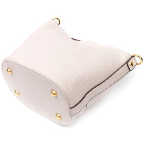 Сумка Vintage Компактна жіноча з автономною косметичкою всередині з натуральної шкіри Біла (22365)