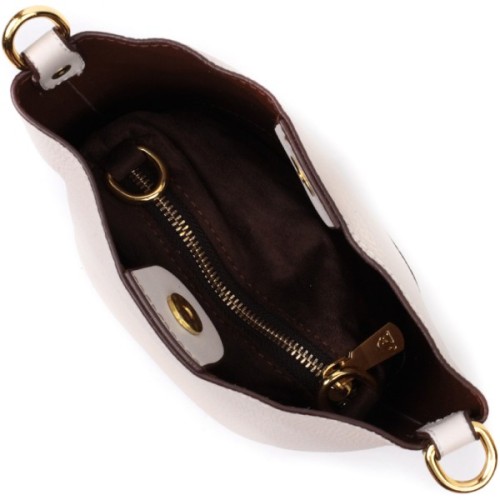 Сумка Vintage Компактна жіноча з автономною косметичкою всередині з натуральної шкіри Біла (22365)