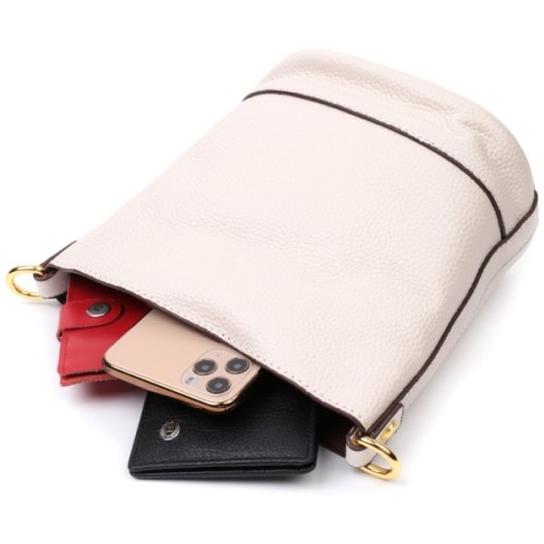 Сумка Vintage Компактна жіноча з автономною косметичкою всередині з натуральної шкіри Біла (22365)