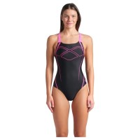 Купальник Arena Graphic Swimsuit Swim Pro Back 009024-590 чорний, рожевий 38 (3468337554042)