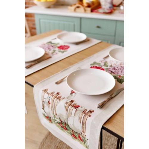 Доріжка на стіл Прованс гобеленова Велекодня Гуси 40х140 см (034163)