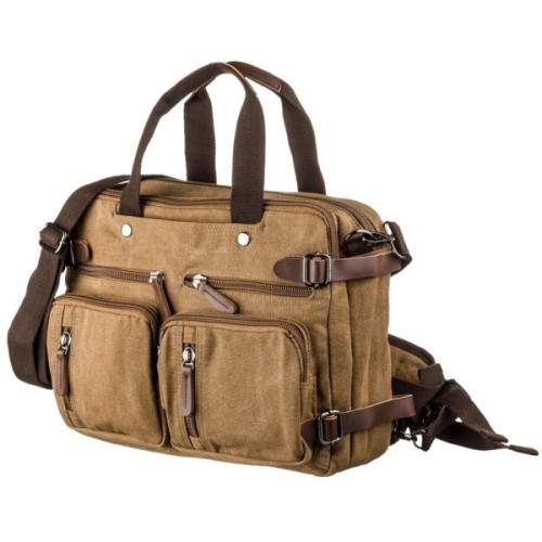 Сумка Vintage Трансформер текстильна велика Пісочна (20152)