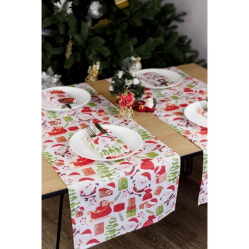 Доріжка на стіл Прованс Санта на білому 40х140 см (035777)