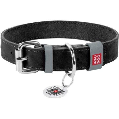 Нашийник для тварин WAUDOG Classic шкіряний 20 мм х 30-39 см чорний (02171)