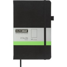Книга записна Buromax Etalon 125x195 мм 96 листів без лінівки обкладинка зі штучної шкіри Чорна (BM.291060-01)