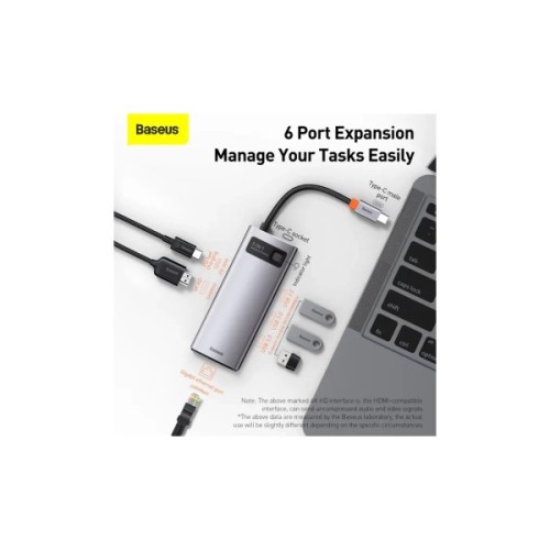 Концентратор Baseus USB-C 6-in-1 (CAHUB-CW0G)