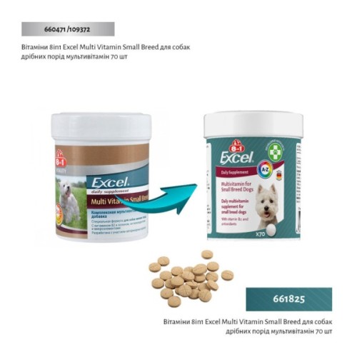 Вітаміни для собак 8in1 Excel Multi Vitamin Small Breed мультивітамін 70 шт (4048422183990)