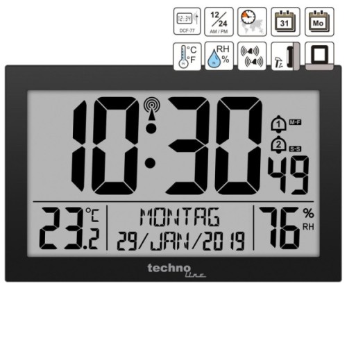 Настінний годинник Technoline Black (WS8016 schwarz) (DAS303935)