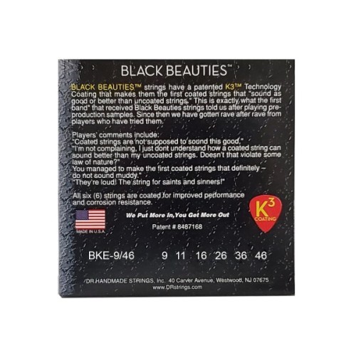 Струни для гітари DR Strings Black Beauties Electric - Light Heavy (09-46) (BKE-9/46)