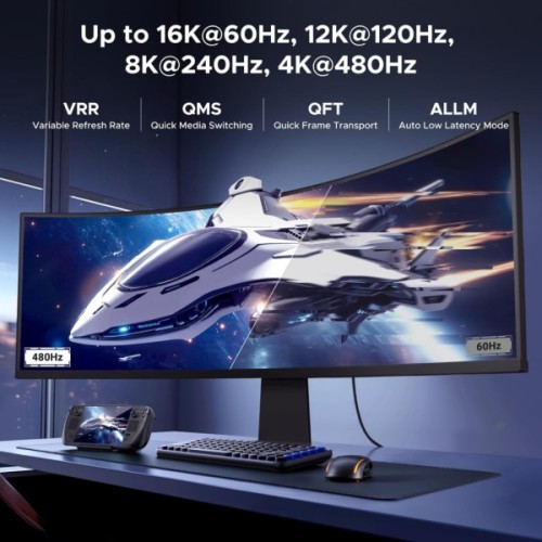 Кабель мультимедійний HDMI M to HDMI M 2.0m V2.2 16K60Hz 96Gbps braided black Ugreen (65900)