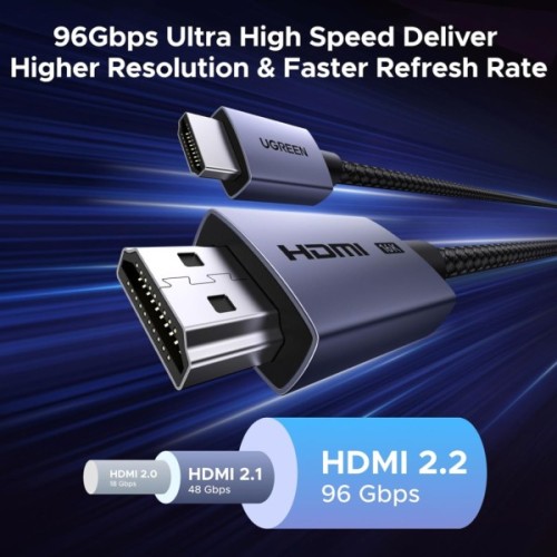 Кабель мультимедійний HDMI M to HDMI M 2.0m V2.2 16K60Hz 96Gbps braided black Ugreen (65900)