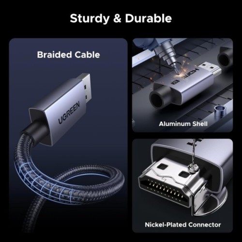 Кабель мультимедійний HDMI M to HDMI M 2.0m V2.2 16K60Hz 96Gbps braided black Ugreen (65900)