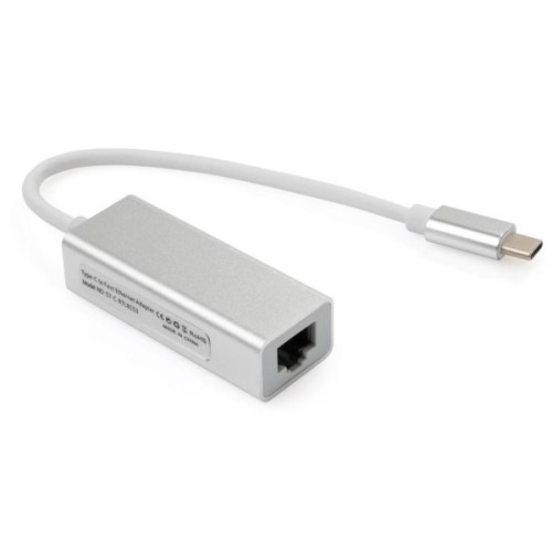Перехідник USB-C to RJ45 Ethernet 1000Mbps aluminium Vinga (VCPATC2GBLNS)