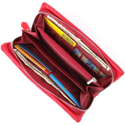 Гаманець ST Leather З відділенням під телефон з натуральної шкіри Червоний (23100)