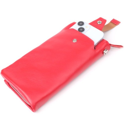 Гаманець ST Leather З відділенням під телефон з натуральної шкіри Червоний (23100)