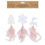 Ялинкова іграшка Chomik Олень, Дзвіночок, Сніжинка" з пір'ям 22 см, 3 шт, шампань (5900779855861)