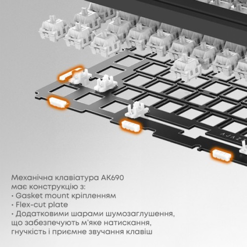 Клавіатура Ajazz AK690 Peach Mist Switch USB UA White (AK690-PM-W)