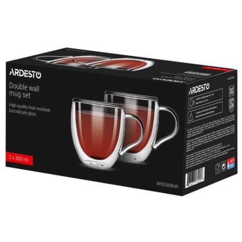 Набір чашок Ardesto BHR 300 мл 2 шт прозорий (AR2630BHR)