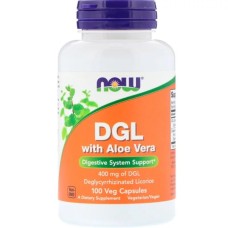 Трави Now Foods Лакриця та Алоє Віра, DGL with Aloe Vera, 400 мг, 100 капсул (NOW-04654)