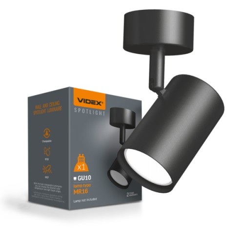 Світильник точковий Videx під лампу GU10 накладний поворотний (VL-SPF05B-BFB)