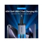 Зарядний пристрій Vention 2xUSB-C PD45W GaN + cable USB-C to USB-C 1.0m black gray (TZ-FCDH0-EU)