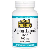 Вітамінно-мінеральний комплекс Natural Factors Альфа-ліпоєва кислота, 100 мг, Alpha-Lipoic Acid, 120 капсул (NFS-02096)