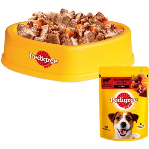 Вологий корм для собак Pedigree Яловичина, ягня в соусі 100 г (5900951262531)