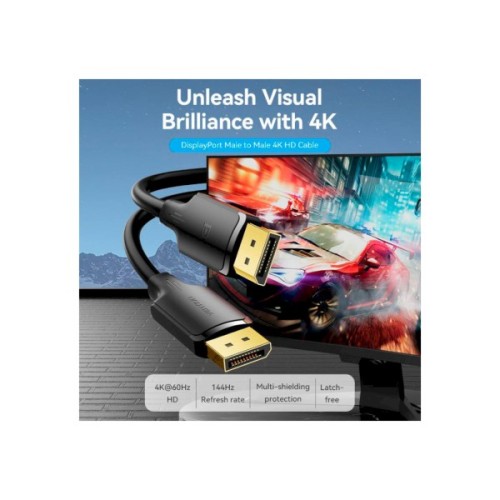 Кабель мультимедійний DisplayPort M to DisplayPort M 1.5m V1.2 4K 60Hz 3D Dolby 7.1 Vention (HAKBG)