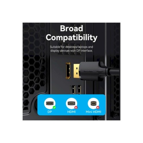 Кабель мультимедійний DisplayPort M to DisplayPort M 1.5m V1.2 4K 60Hz 3D Dolby 7.1 Vention (HAKBG)