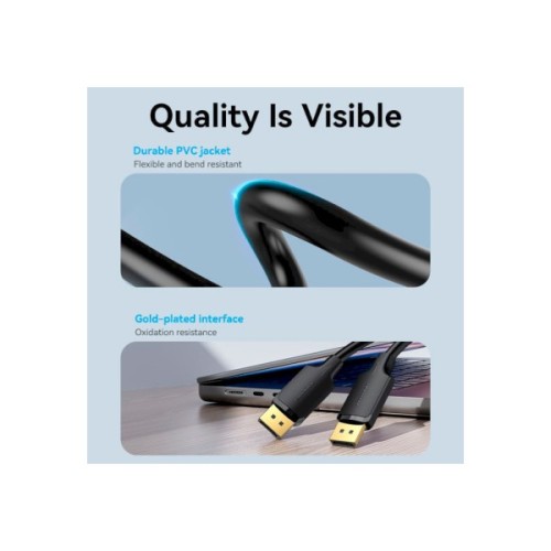 Кабель мультимедійний DisplayPort M to DisplayPort M 1.5m V1.2 4K 60Hz 3D Dolby 7.1 Vention (HAKBG)