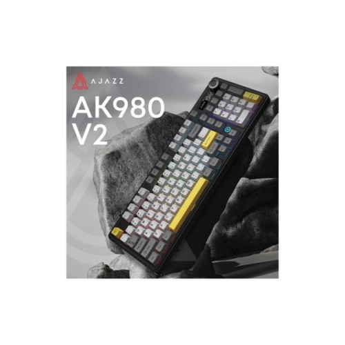 Клавіатура Ajazz AK980 V2 Maillard Switch Wireless/Bluetooth/USB UA Black/Grey/Yellow (AK980-V2-M-BGY)