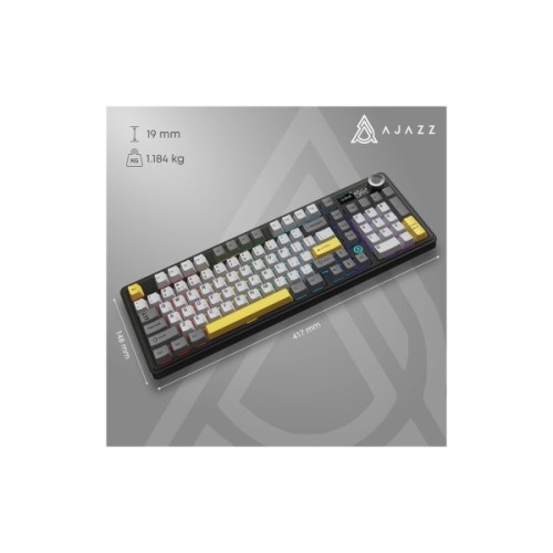 Клавіатура Ajazz AK980 V2 Maillard Switch Wireless/Bluetooth/USB UA Black/Grey/Yellow (AK980-V2-M-BGY)