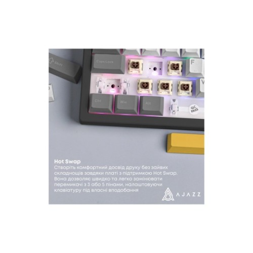 Клавіатура Ajazz AK980 V2 Maillard Switch Wireless/Bluetooth/USB UA Black/Grey/Yellow (AK980-V2-M-BGY)