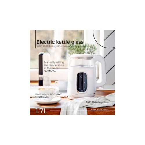 Електрочайник Adler AD 1305 white silver