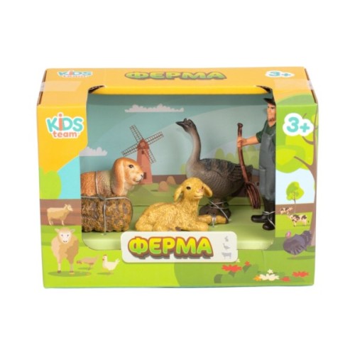 Фігурка Kids Team набір Ферма фермер, гуска, кролик, ягня, гуска, ягня (Q9899-T7_4)
