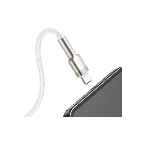 Дата кабель USB 2.0 AM to Lightning 1.0m Cafule Series Metal 2.4A White Baseus (CALJK-A02)