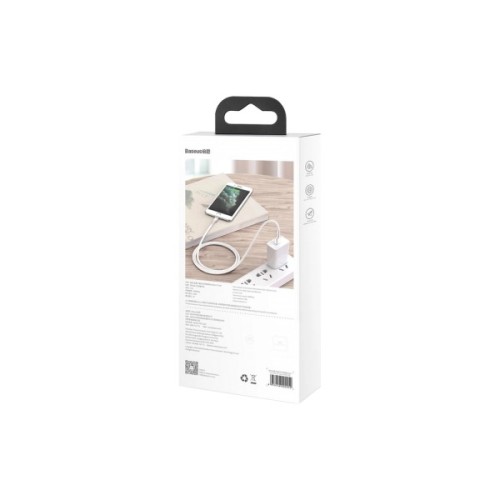 Дата кабель USB 2.0 AM to Lightning 1.0m Cafule Series Metal 2.4A White Baseus (CALJK-A02)